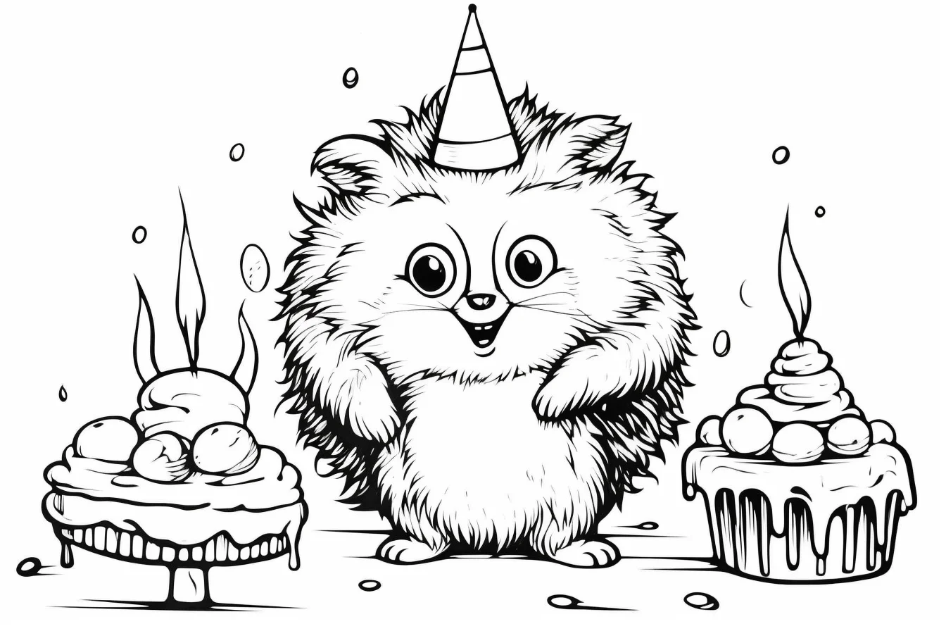 animal cute happy birthday coloring pages for kids