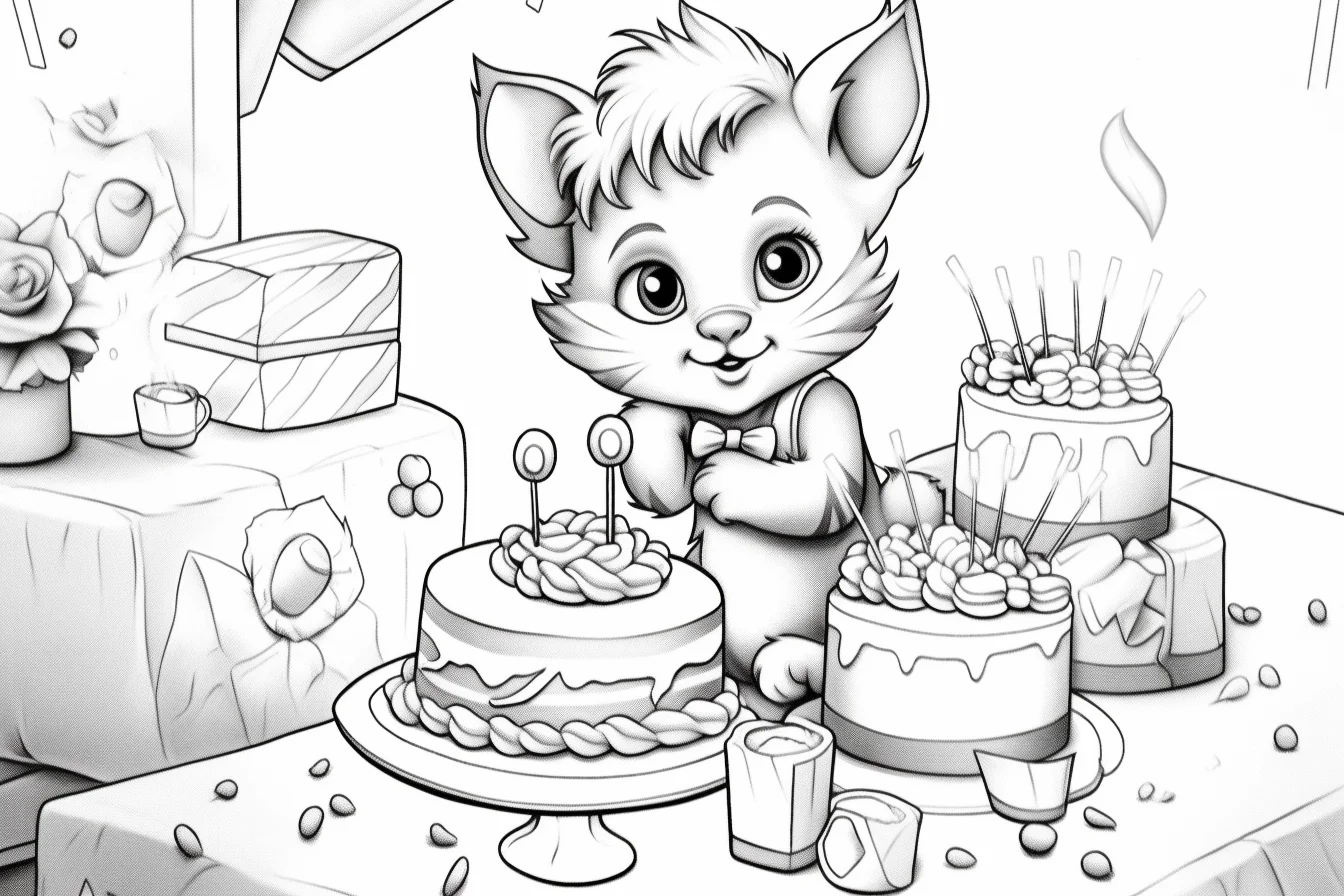 animal cute happy birthday coloring pages