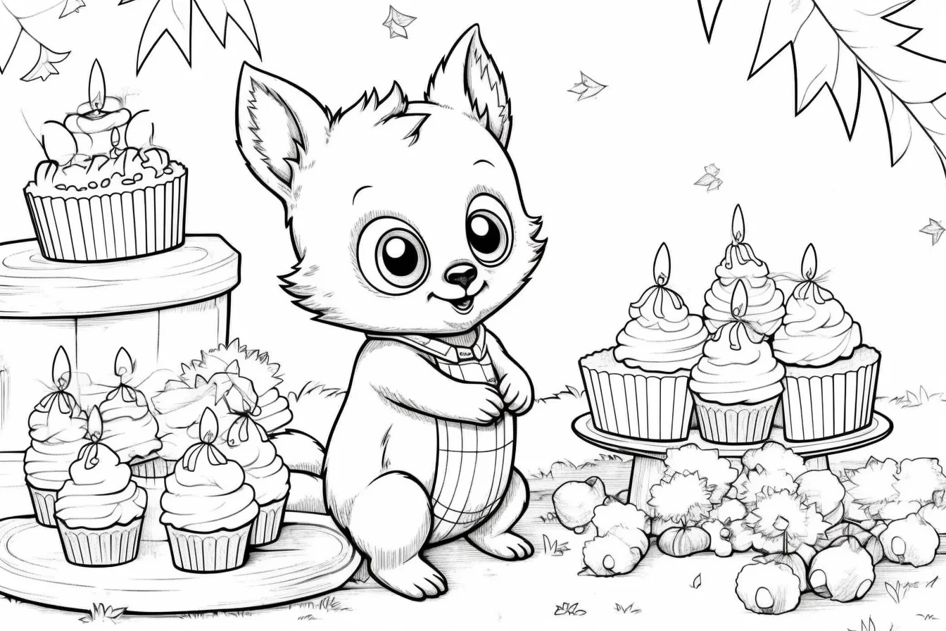 animal happy birthday coloring pages