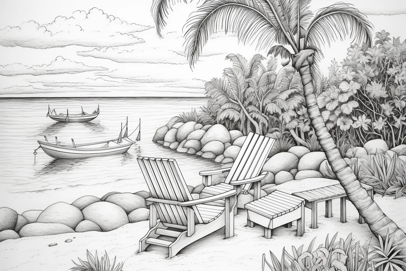 beach summer coloring pages for adults