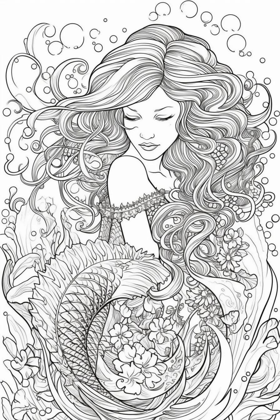 beautiful mermaid coloring pages for kids