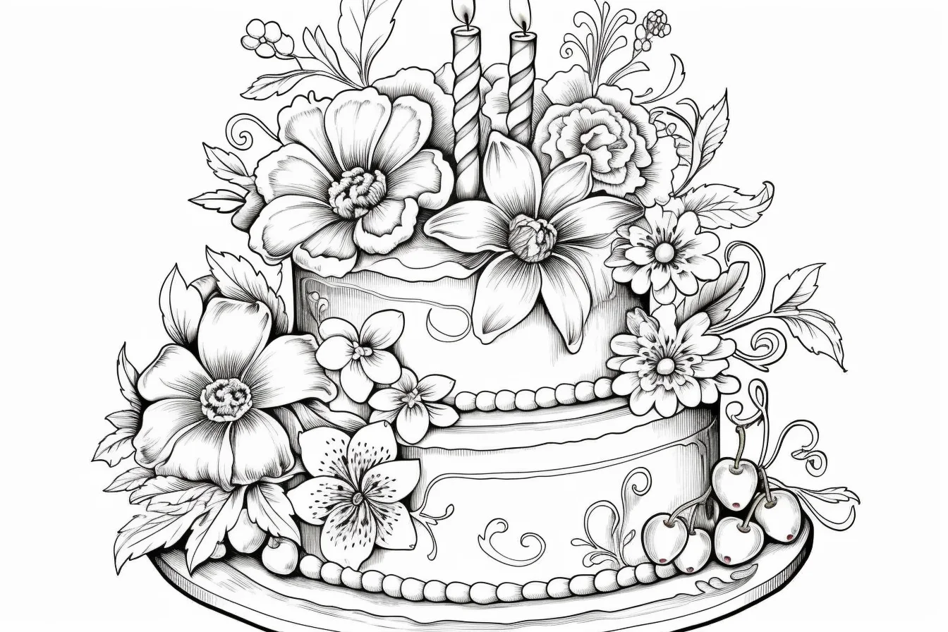 birthday cake happy birthday coloring pages