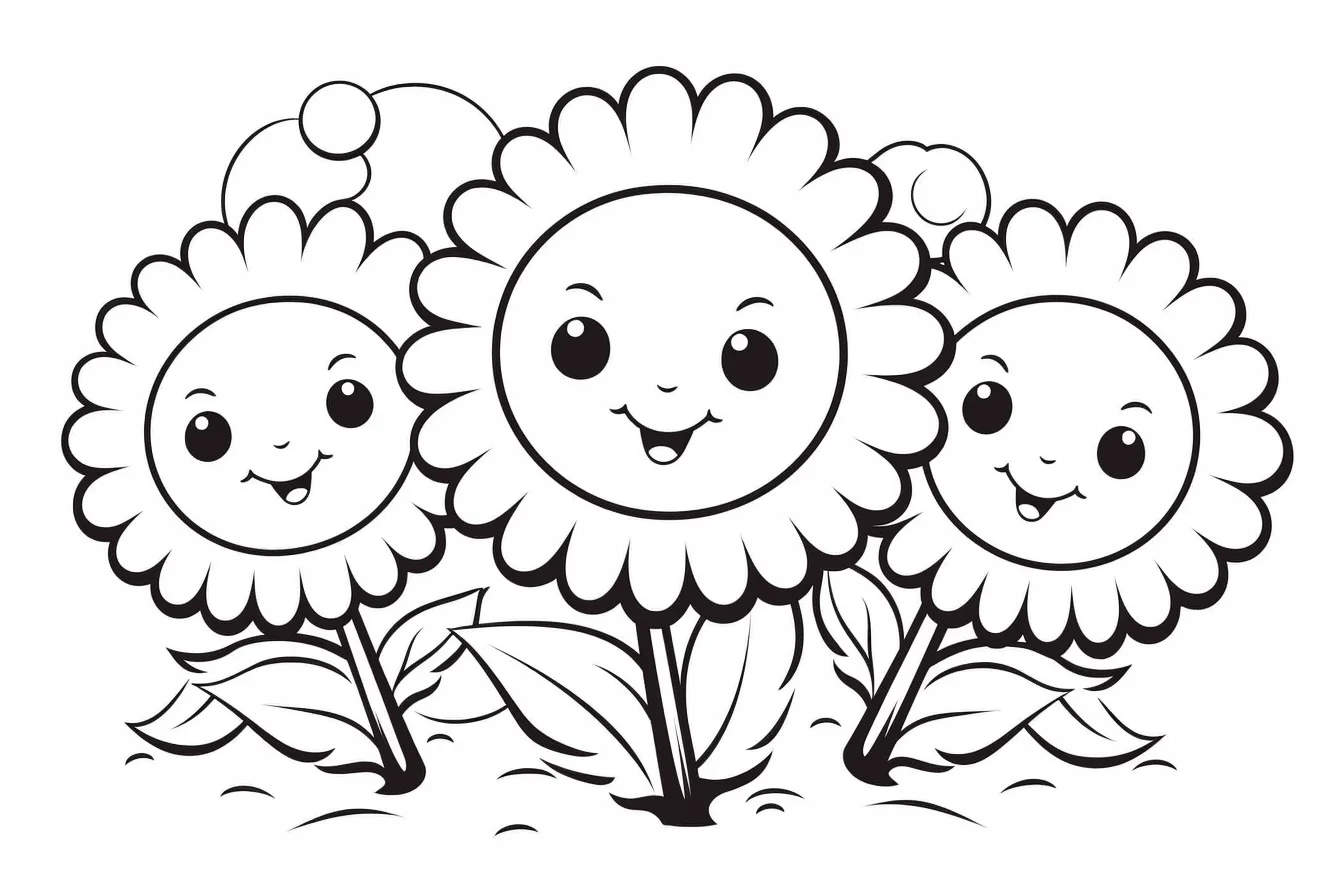 cute easy flower coloring pages