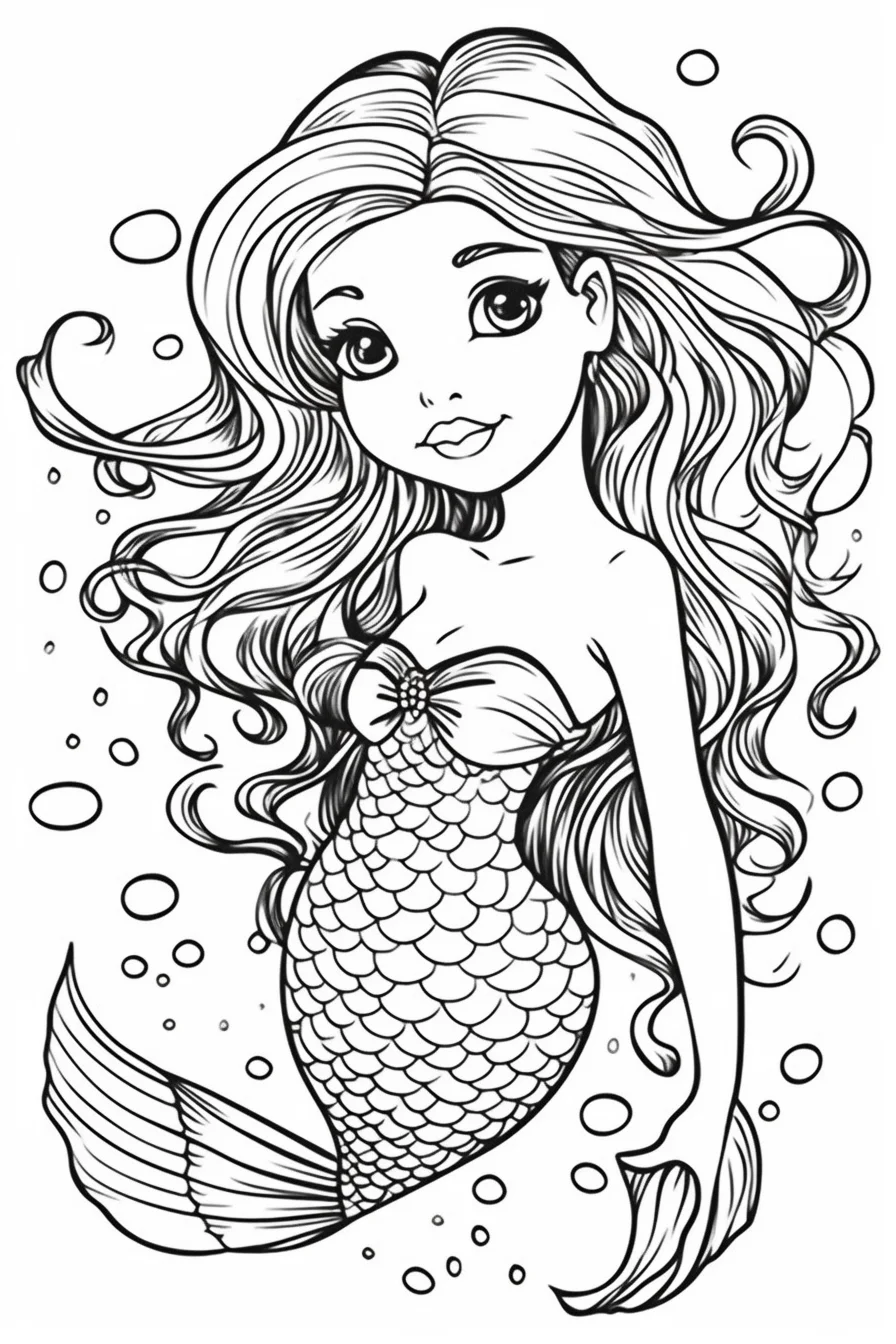cute mermaid coloring pages free