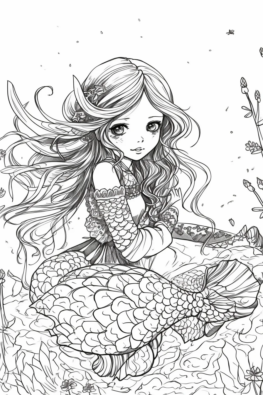 detailed beautiful mermaid mermaid coloring pages for adults