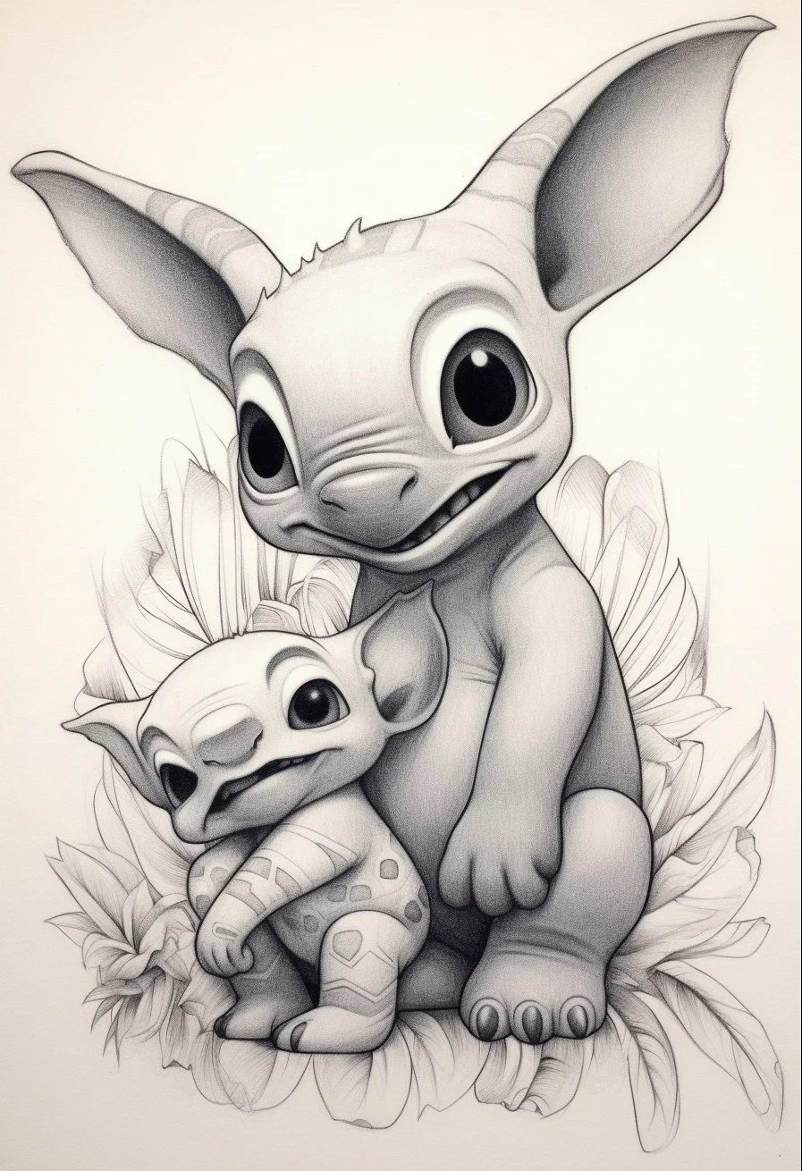 easy cute stitch coloring pages