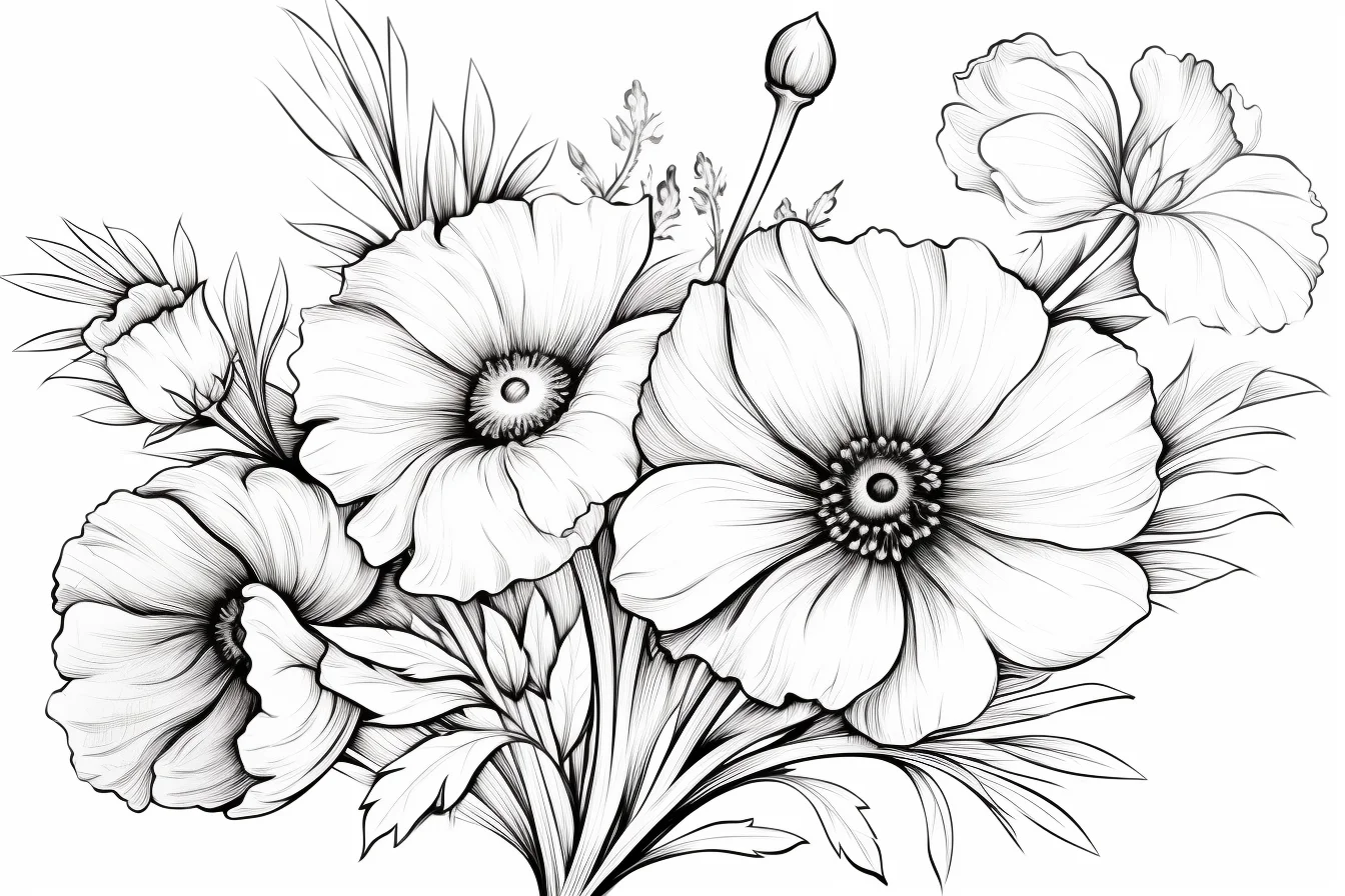 easy flower coloring pages for kids