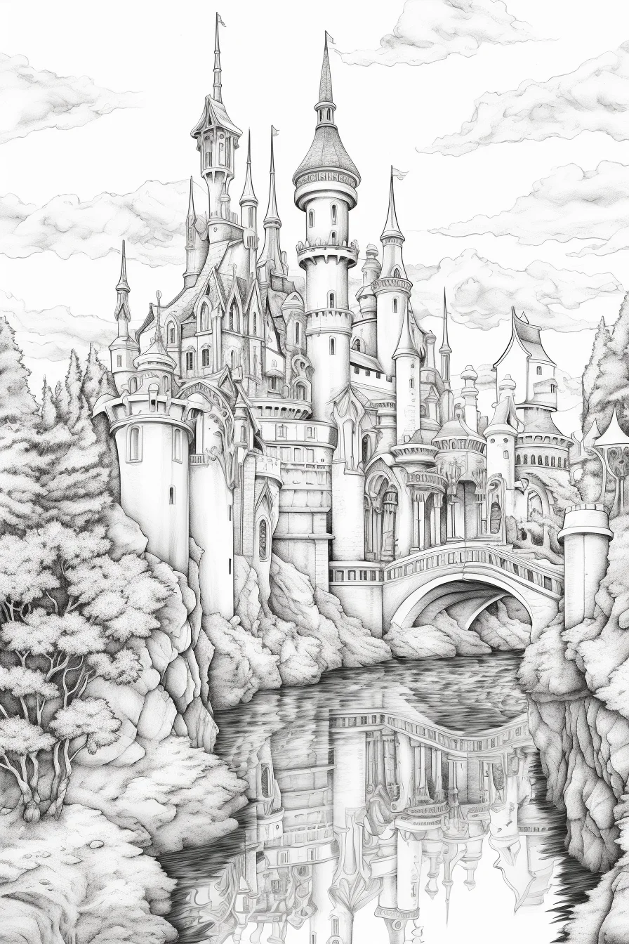 fairy tale castle coloring pages for adults
