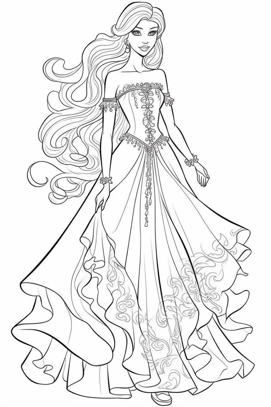 fashion barbie coloring pages for girls