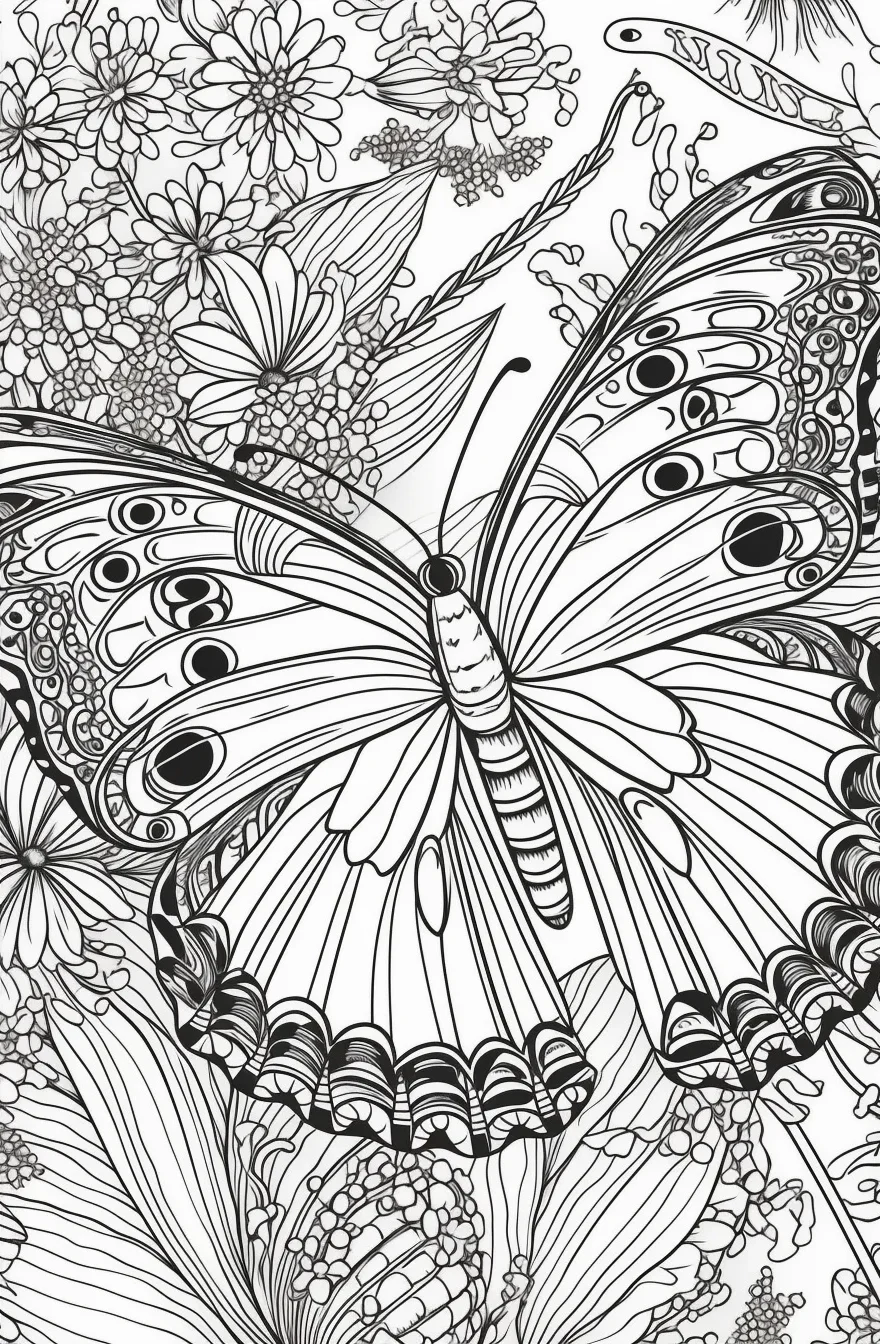 flower butterfly coloring pages for kids