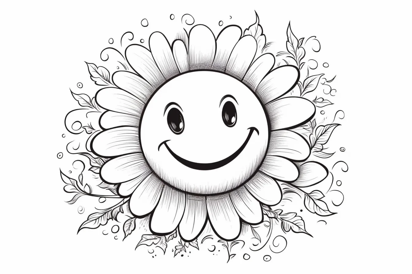 flower coloring pages for kids easy