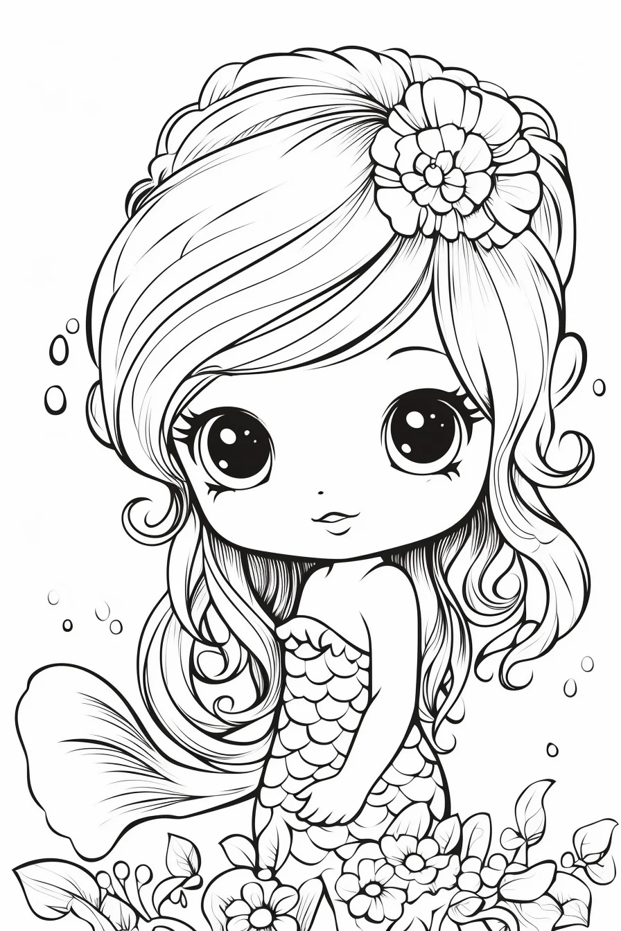 free printable cute mermaid coloring pages