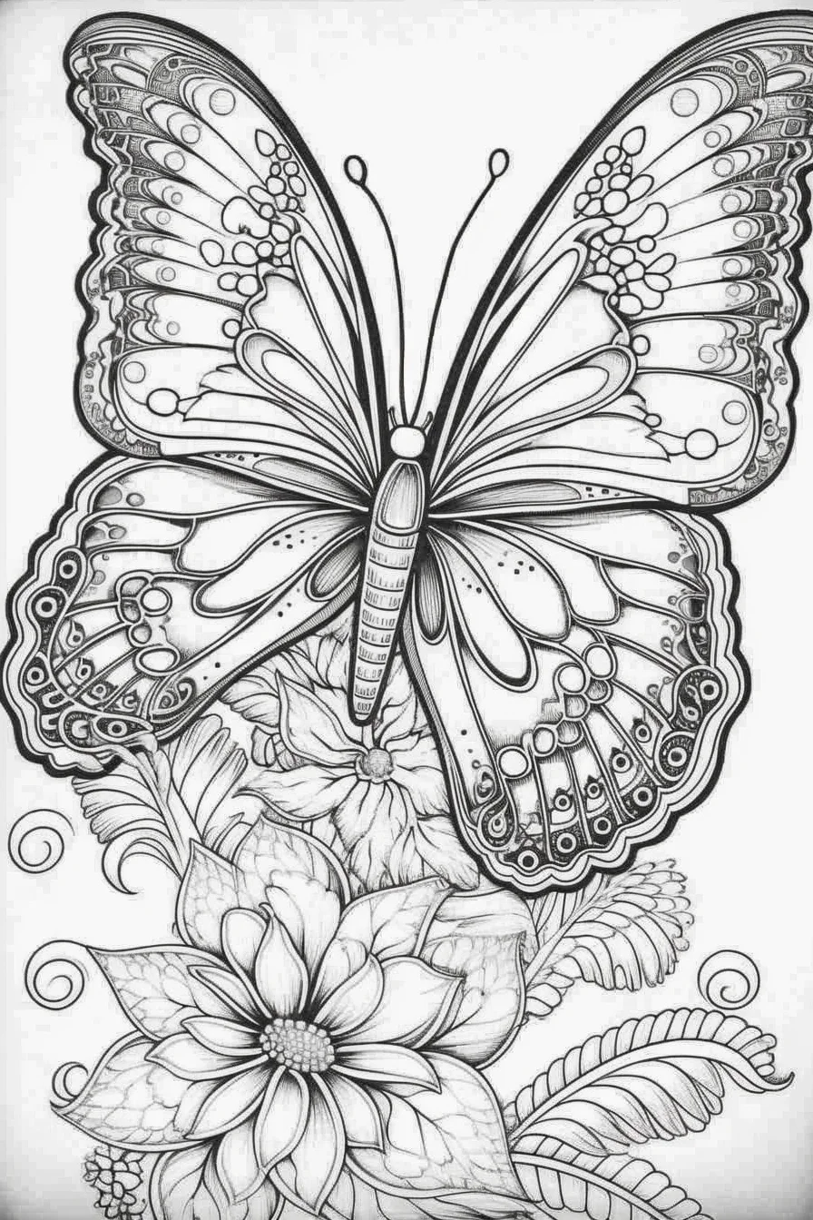 free printable flower butterfly coloring pages