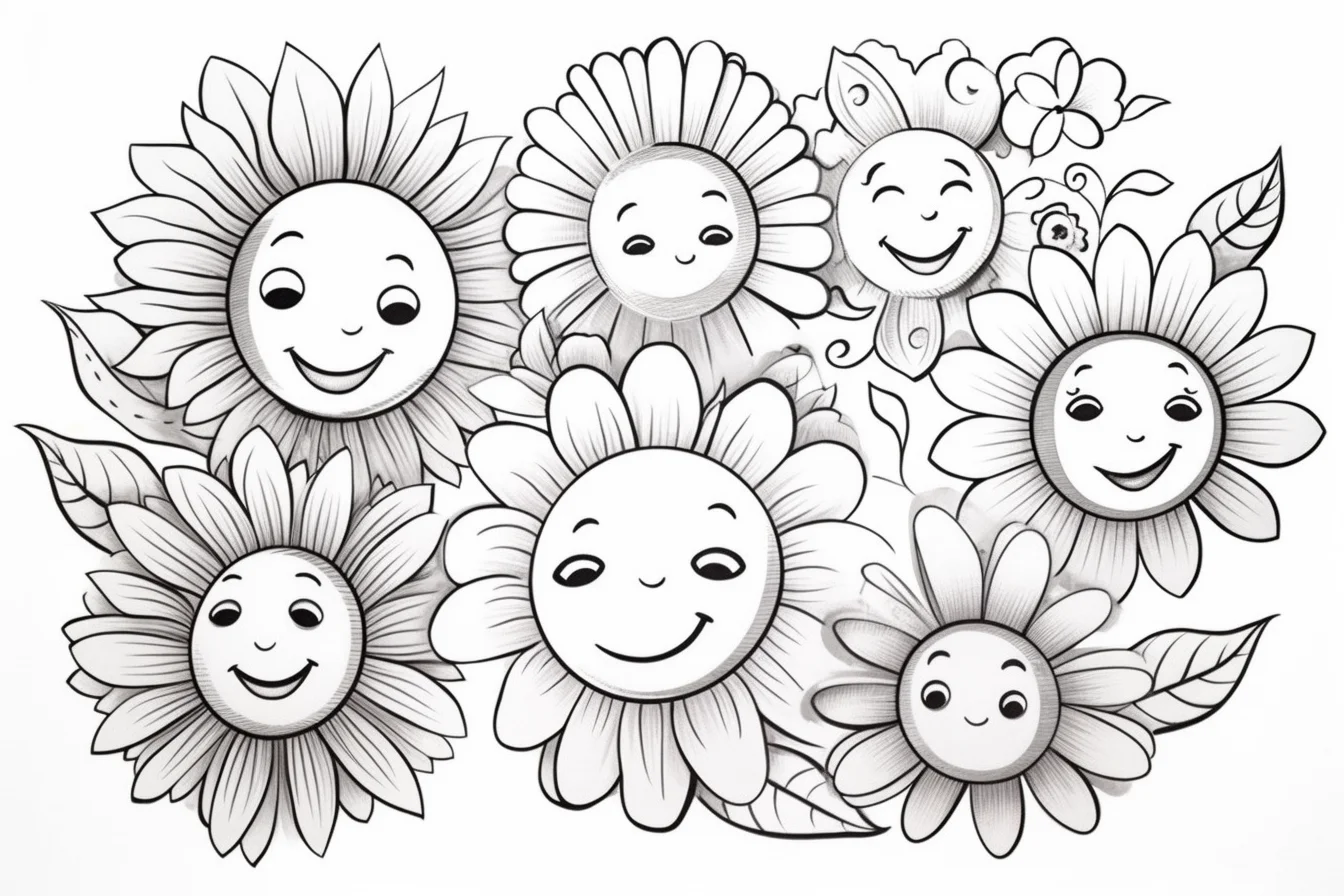 kawai flower coloring pages for kids