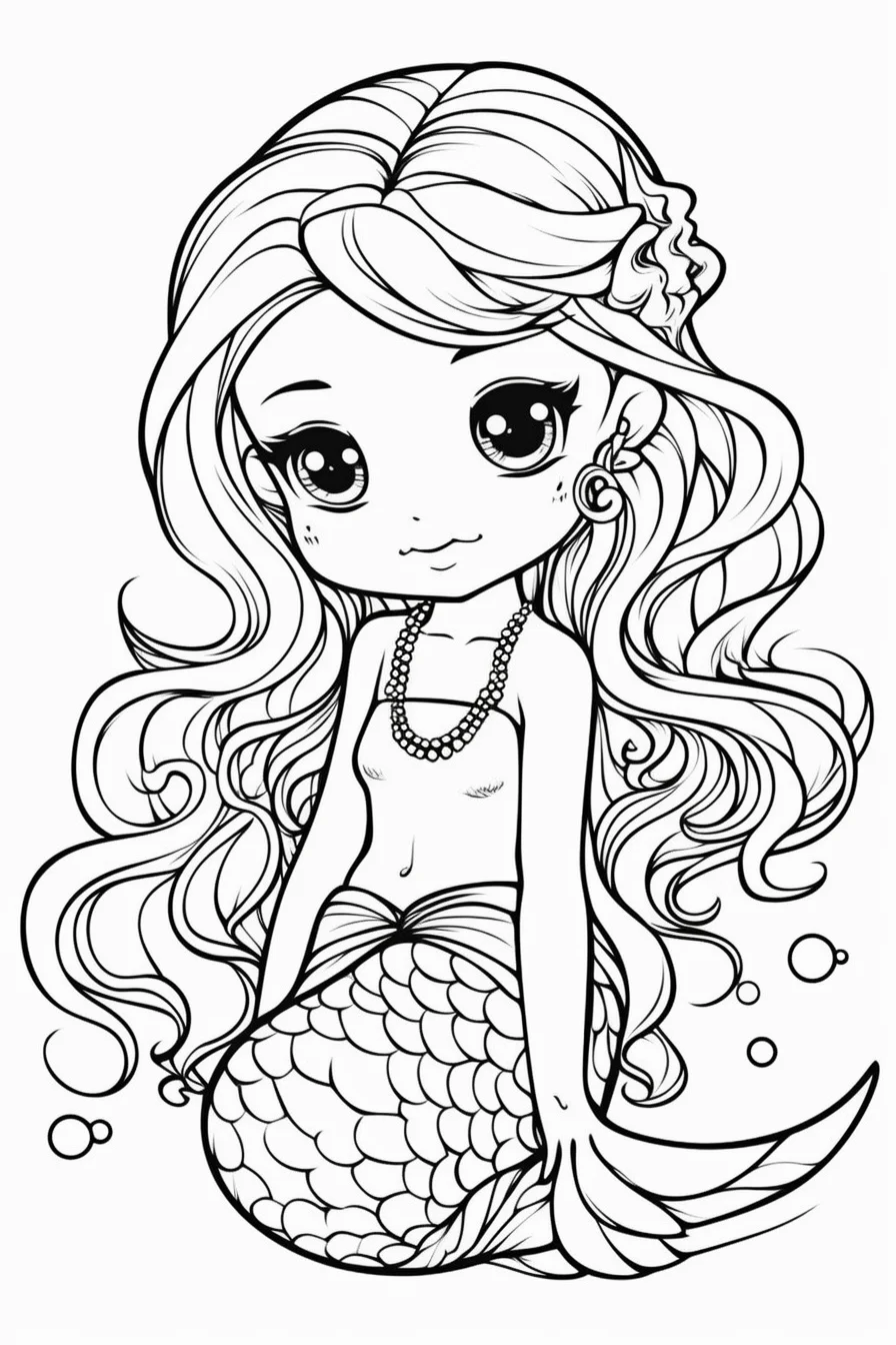 kids cute easy cute mermaid coloring pages