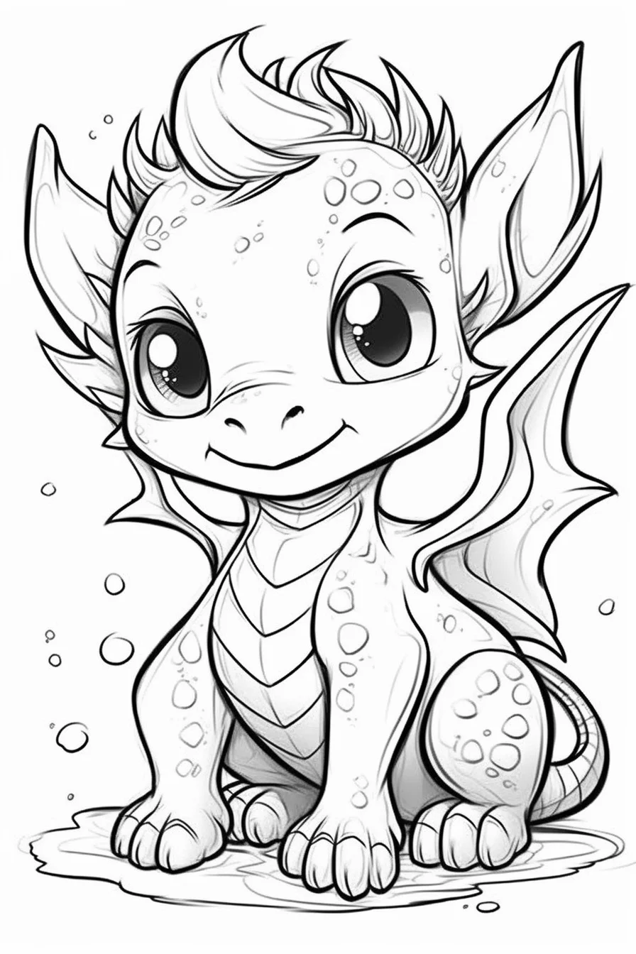 kids cute easy dragon coloring pages