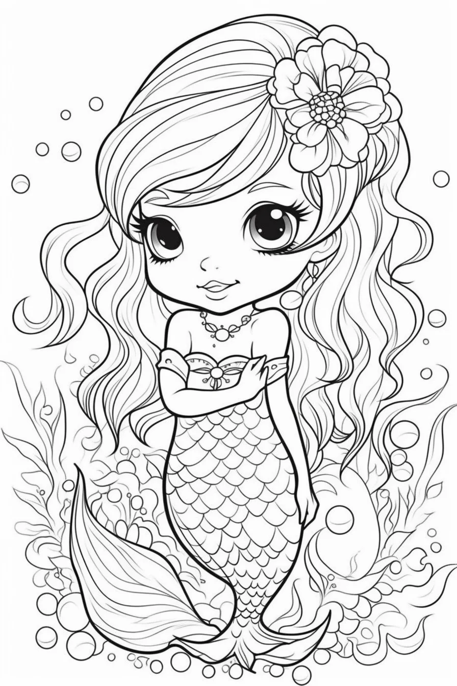 little mermaid cute easy mermaid coloring pages