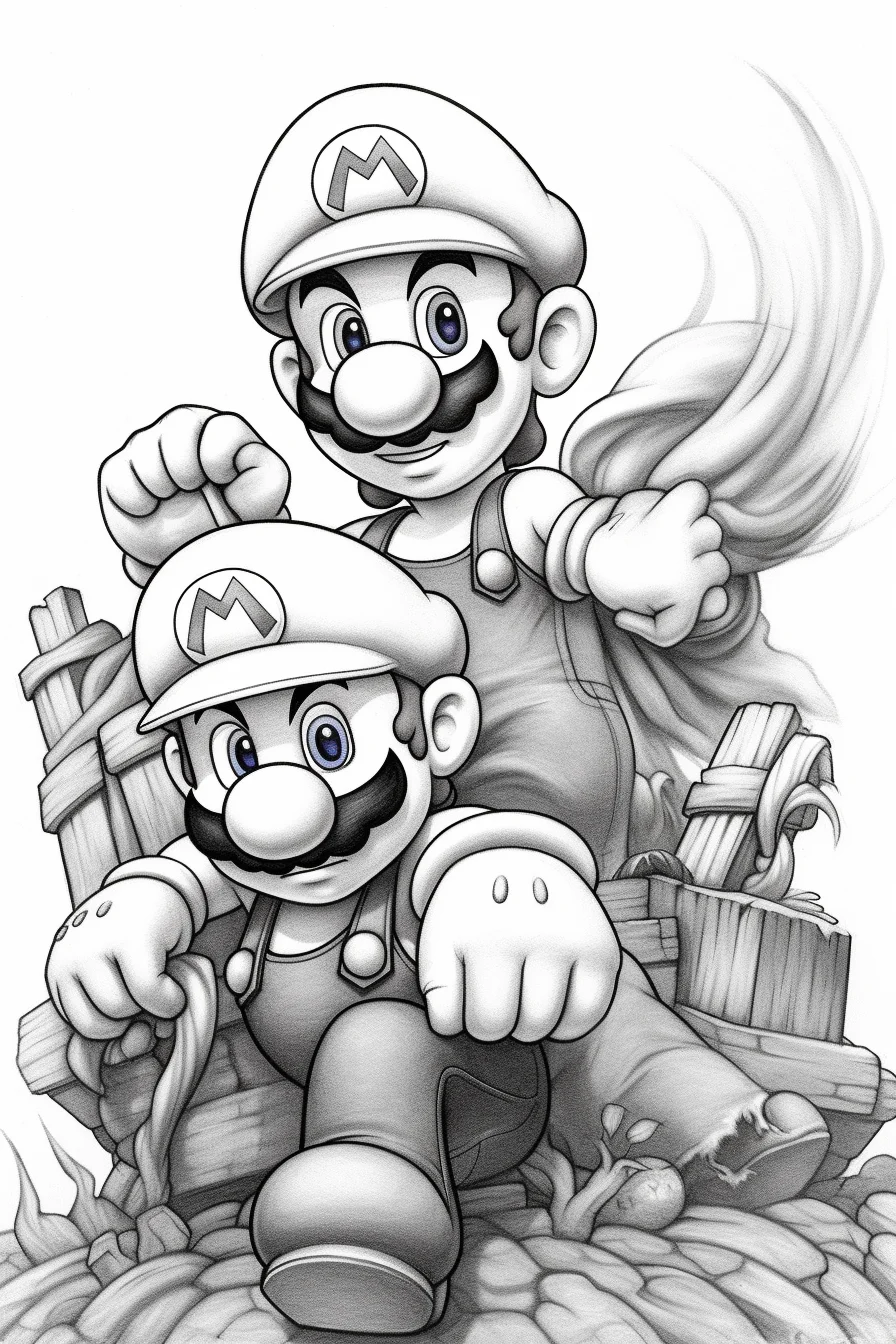 mario brothers mario and luigi coloring pages