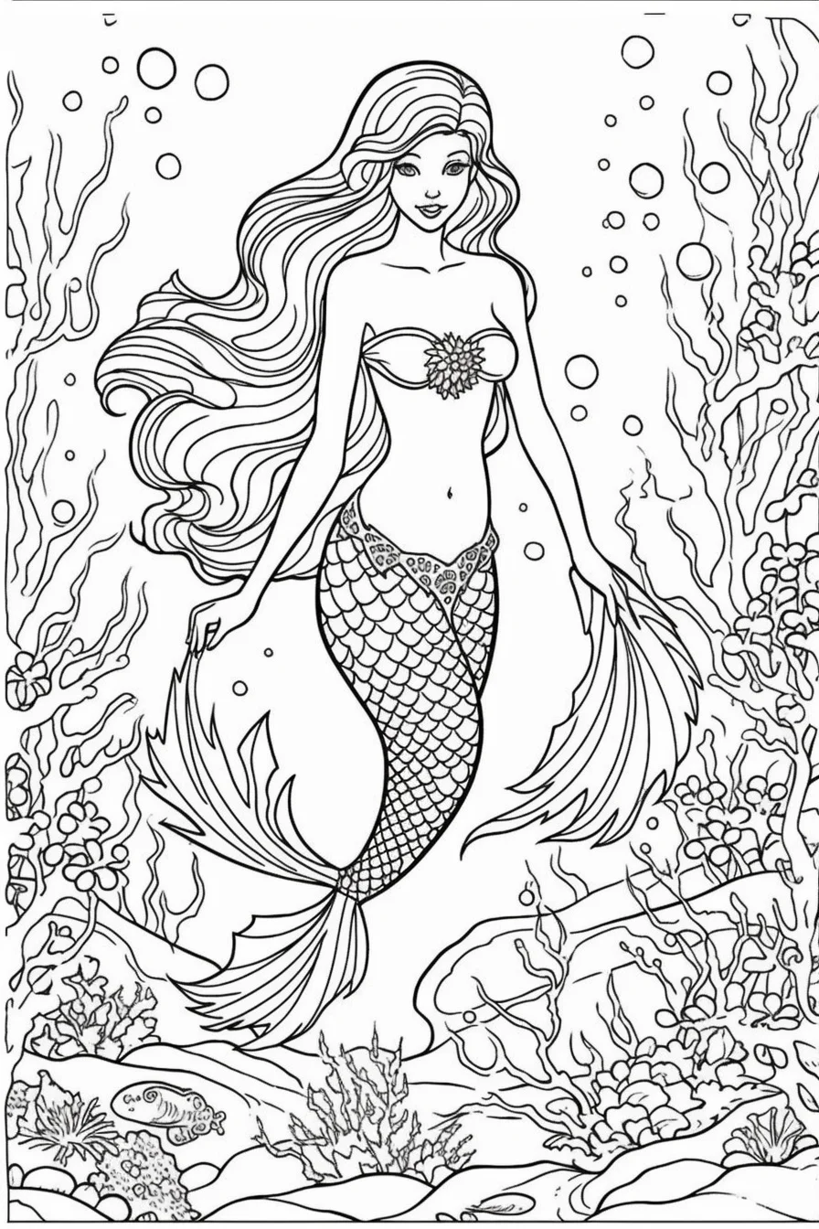 mermaid barbie coloring pages for girls