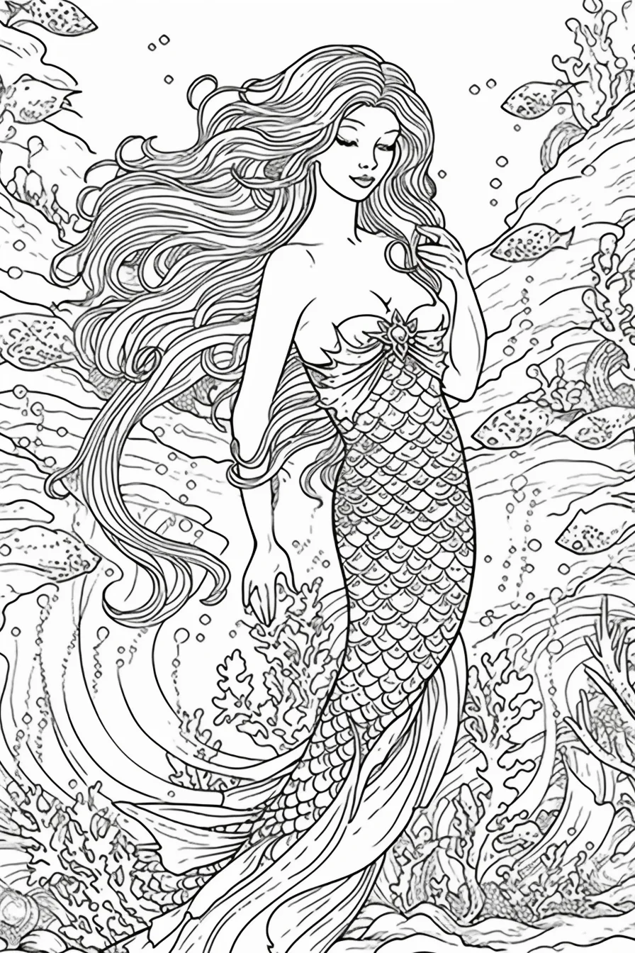 mermaid barbie coloring pages