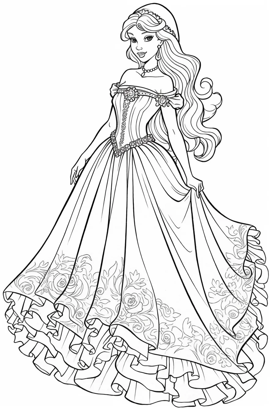 princess barbie coloring pages for kids