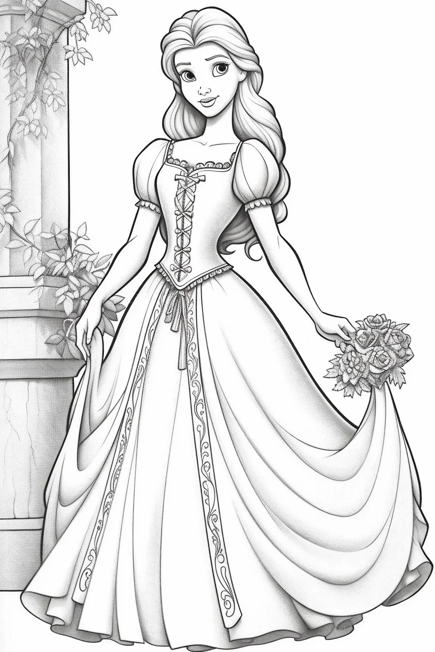 princess easy disney coloring pages for kids