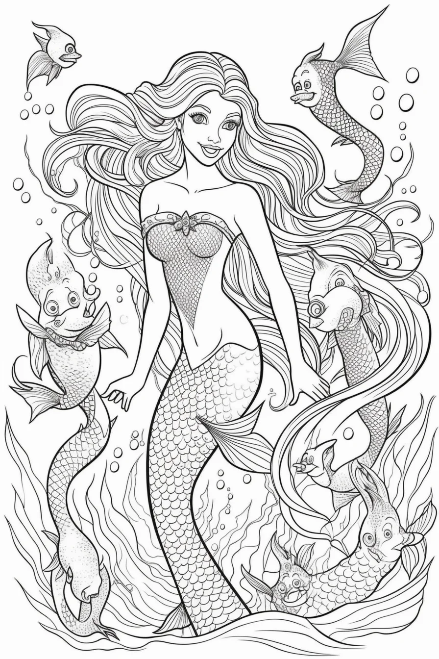 princess mermaid barbie coloring pages