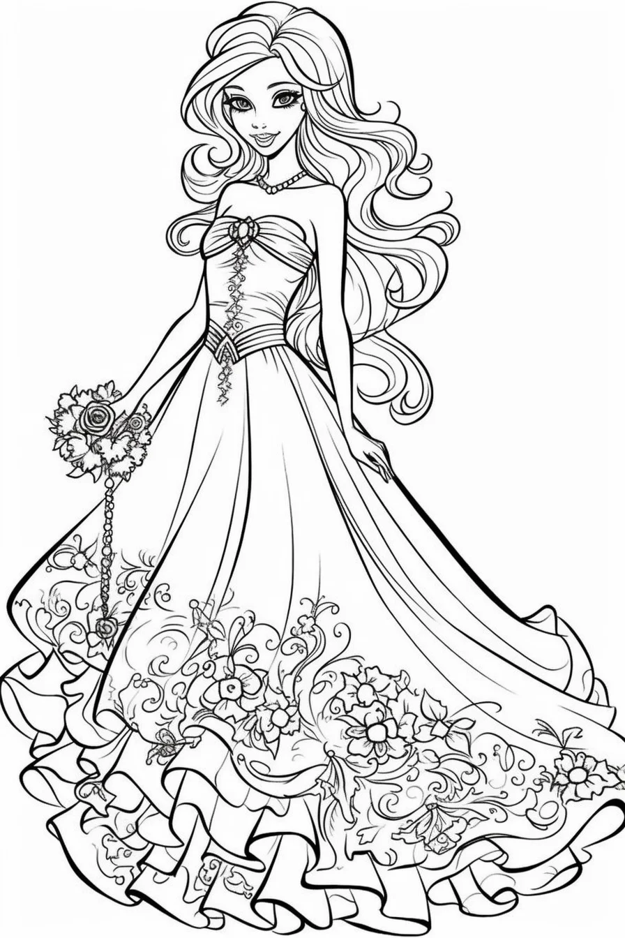 printable fashion barbie coloring pages