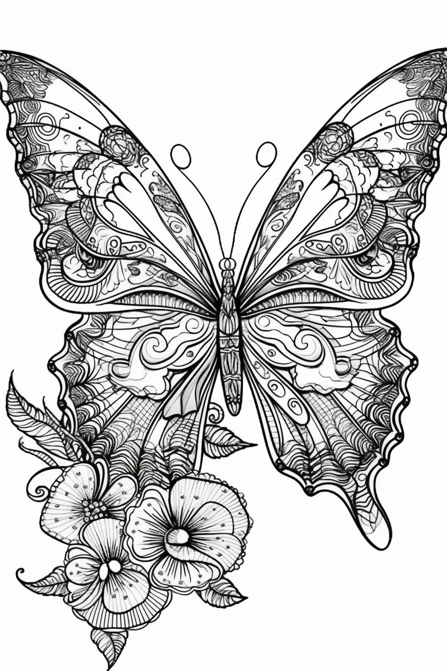 printable flower butterfly coloring pages