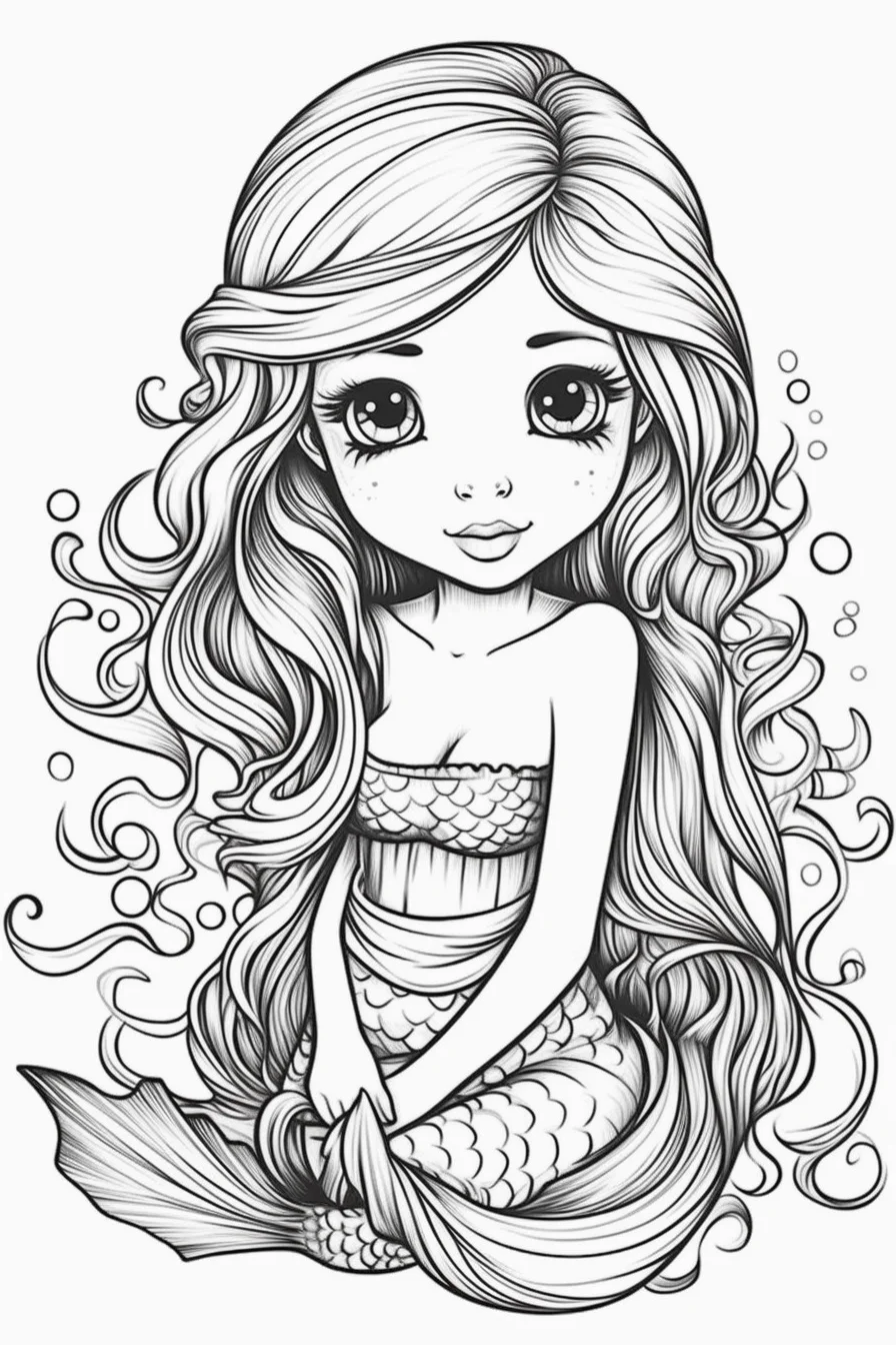 printables cute easy cute mermaid coloring pages
