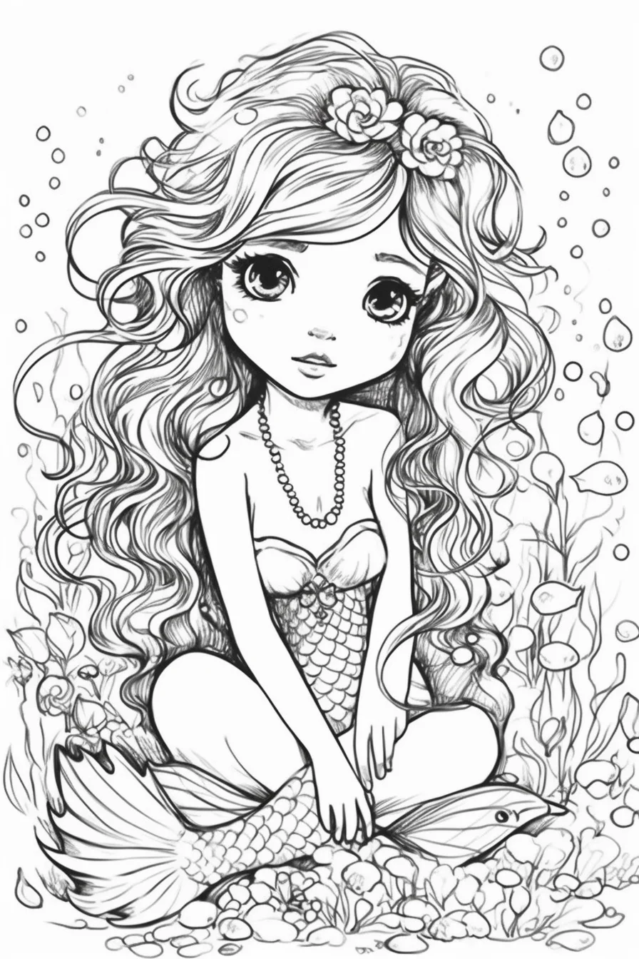 printables easy cute mermaid coloring pages