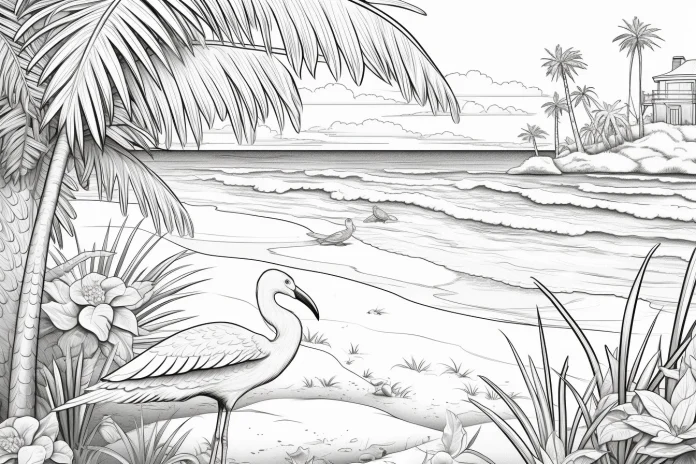 realistic beach coloring pages