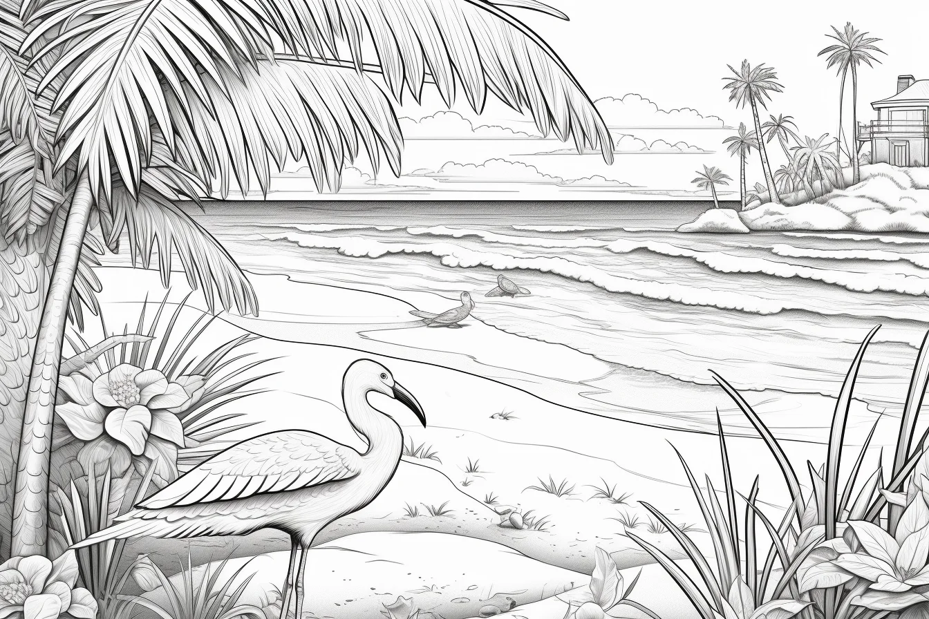 free beach scene coloring pages