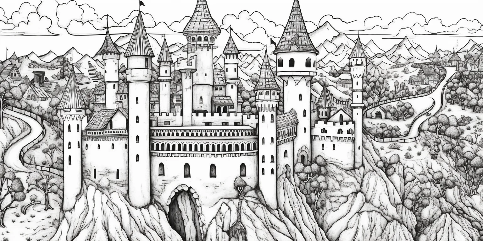 realistic castle coloring pages