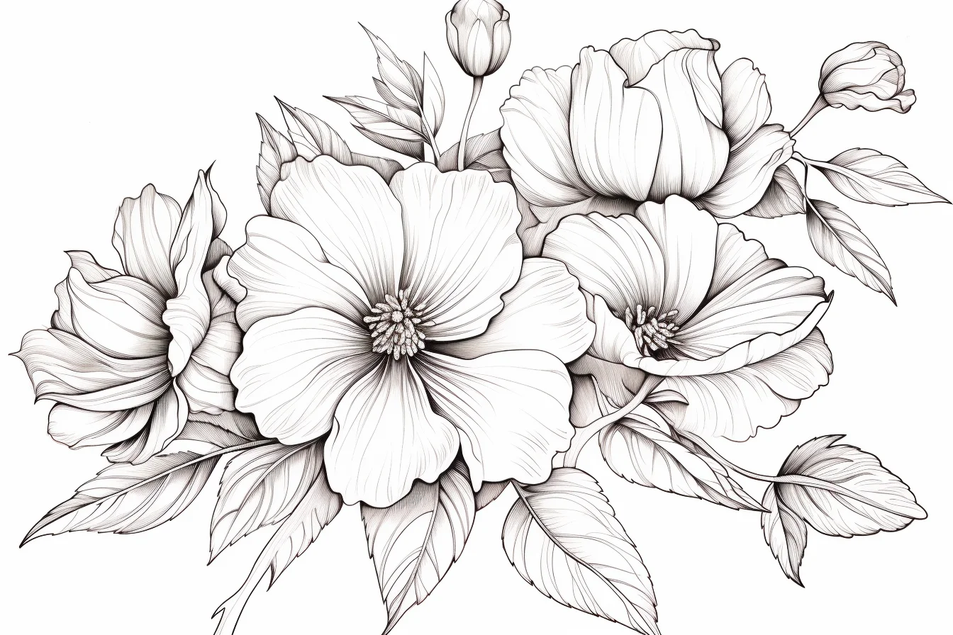 realistic flower coloring pages