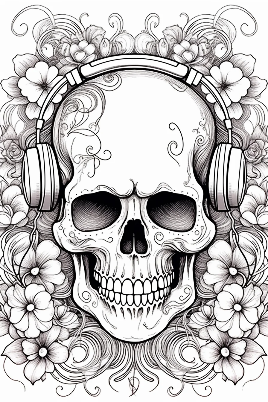 skull cool coloring pages for adults