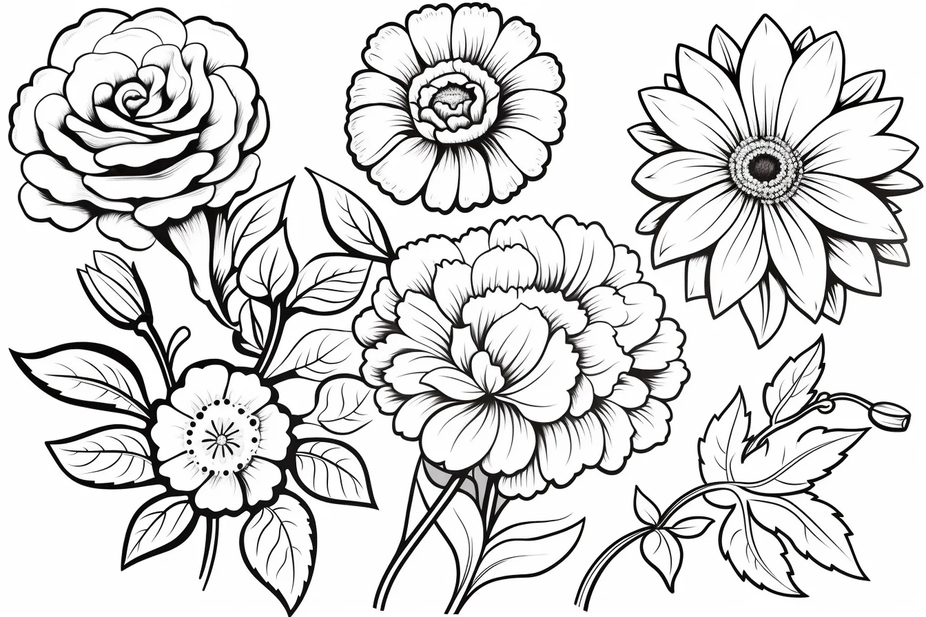 stress relief relaxation flower coloring pages for adults