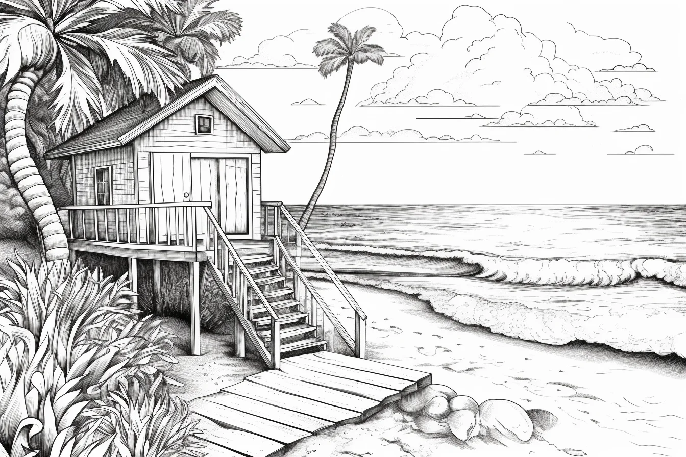 tropical beach beach coloring pages for adults