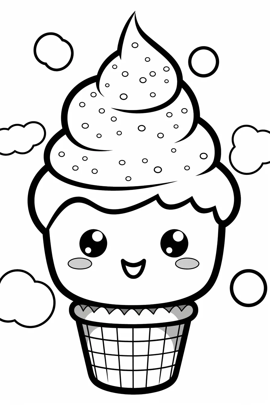 Cute Easy Ice Cream Coloring Pages