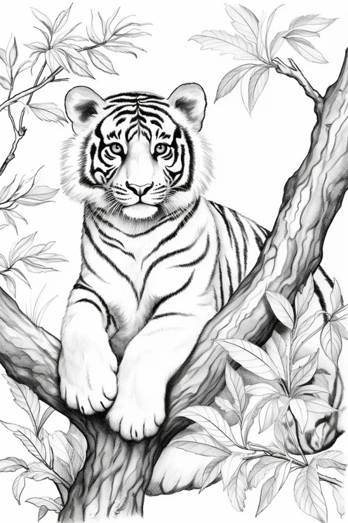 Detailed Tiger Coloring Pages for Adults