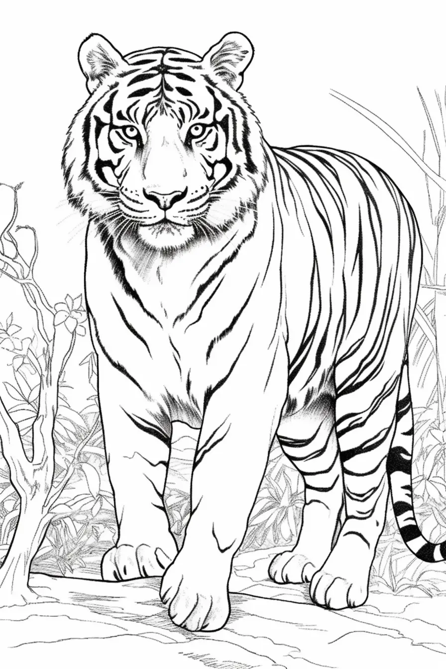 Detailed Tiger Coloring Pages