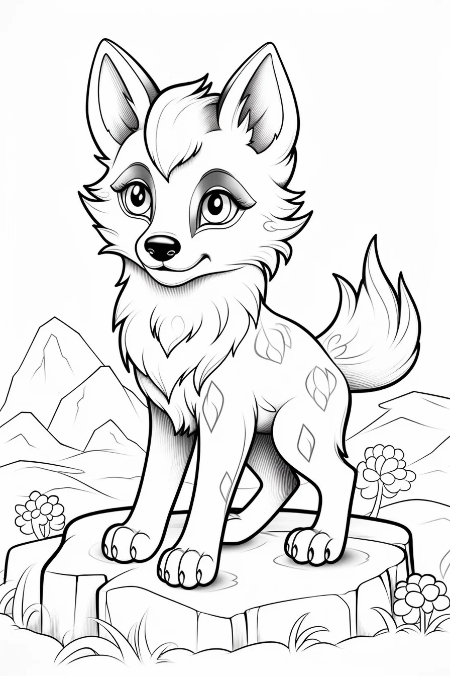 Easy cute wolf coloring pages