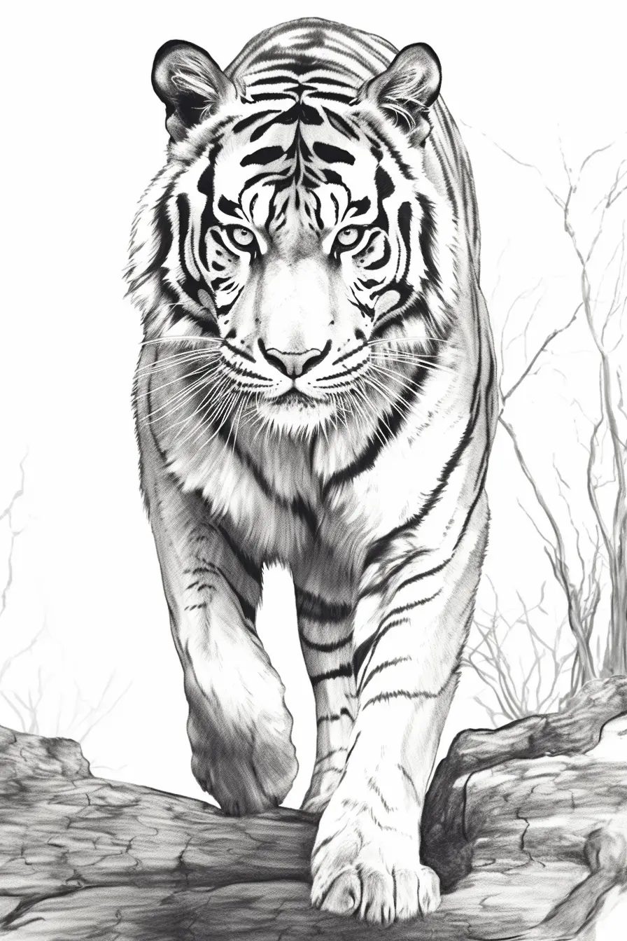 Hard Tiger Coloring Pages