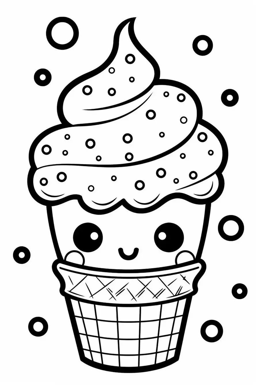 Kawaii Cute Ice Cream Coloring Pages