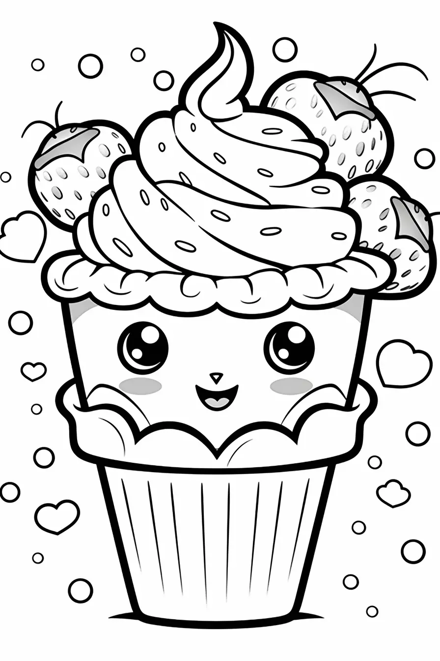 Kawaii Ice Cream Coloring Pages