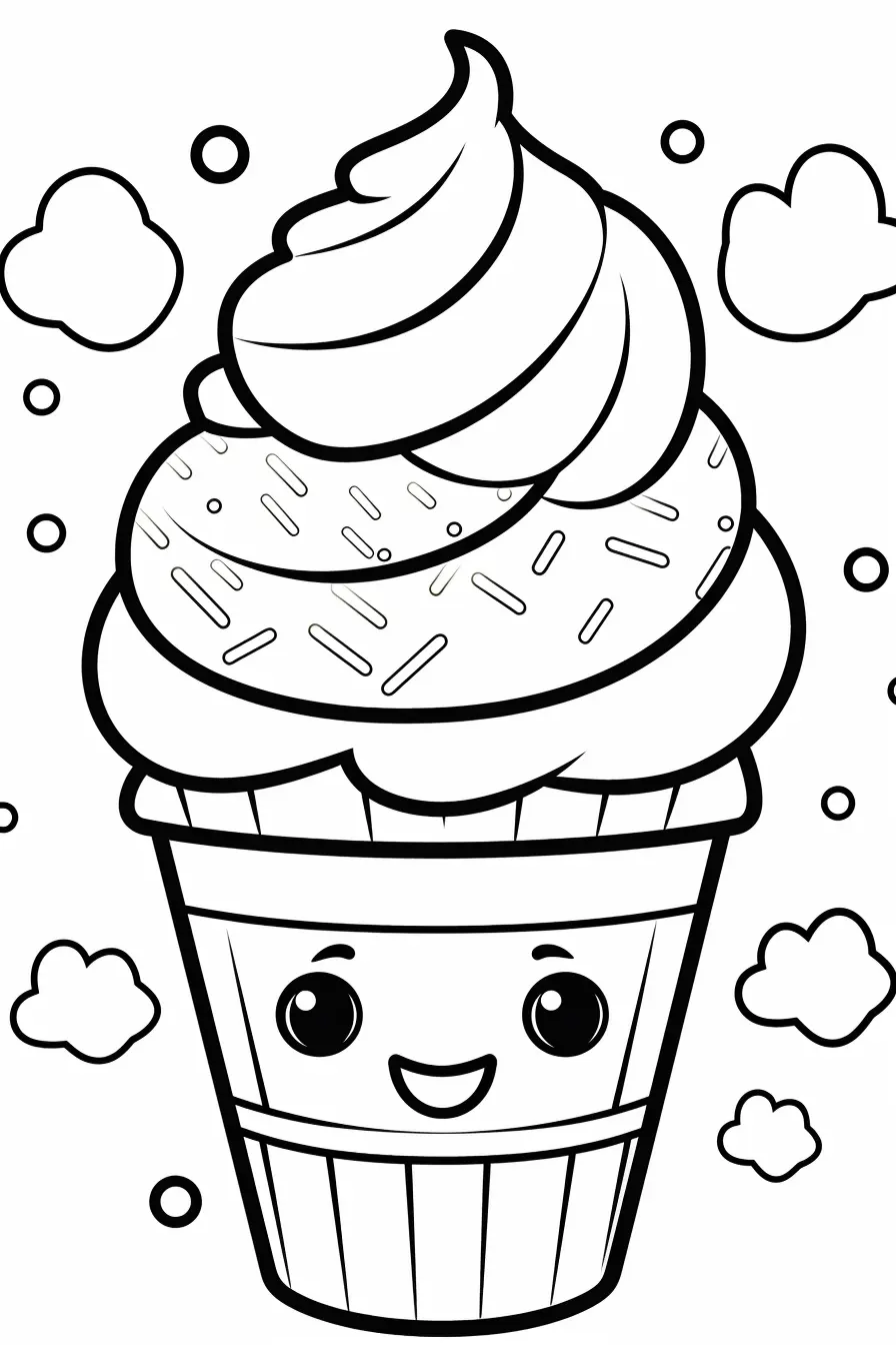 Printable Cute Ice Cream Coloring Pages