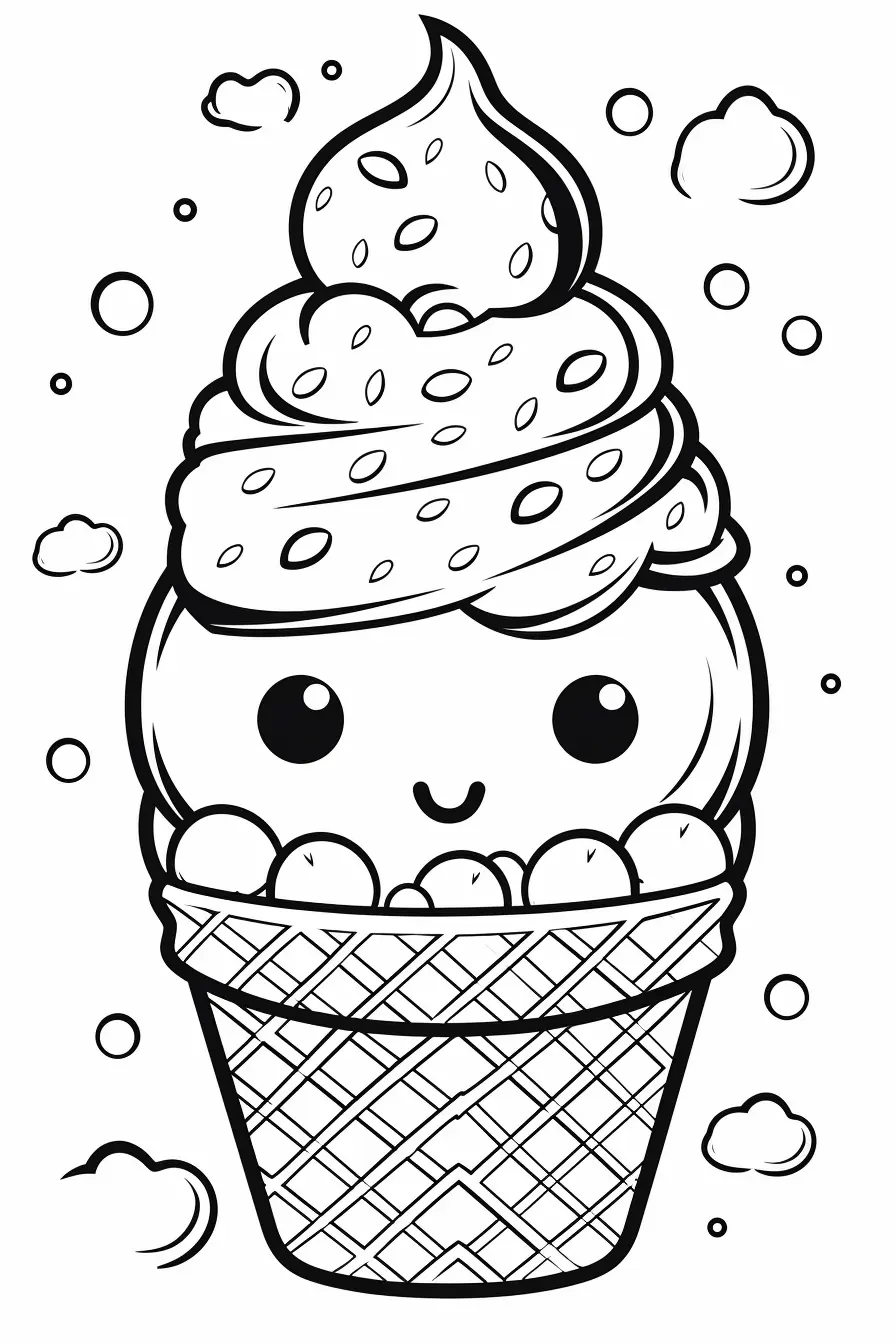 Printable Kawaii Ice Cream Coloring Pages