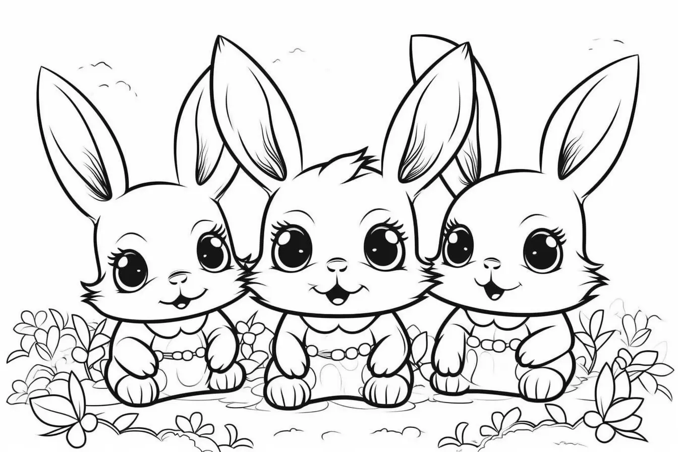 Realistic Cute Bunny Coloring Pages