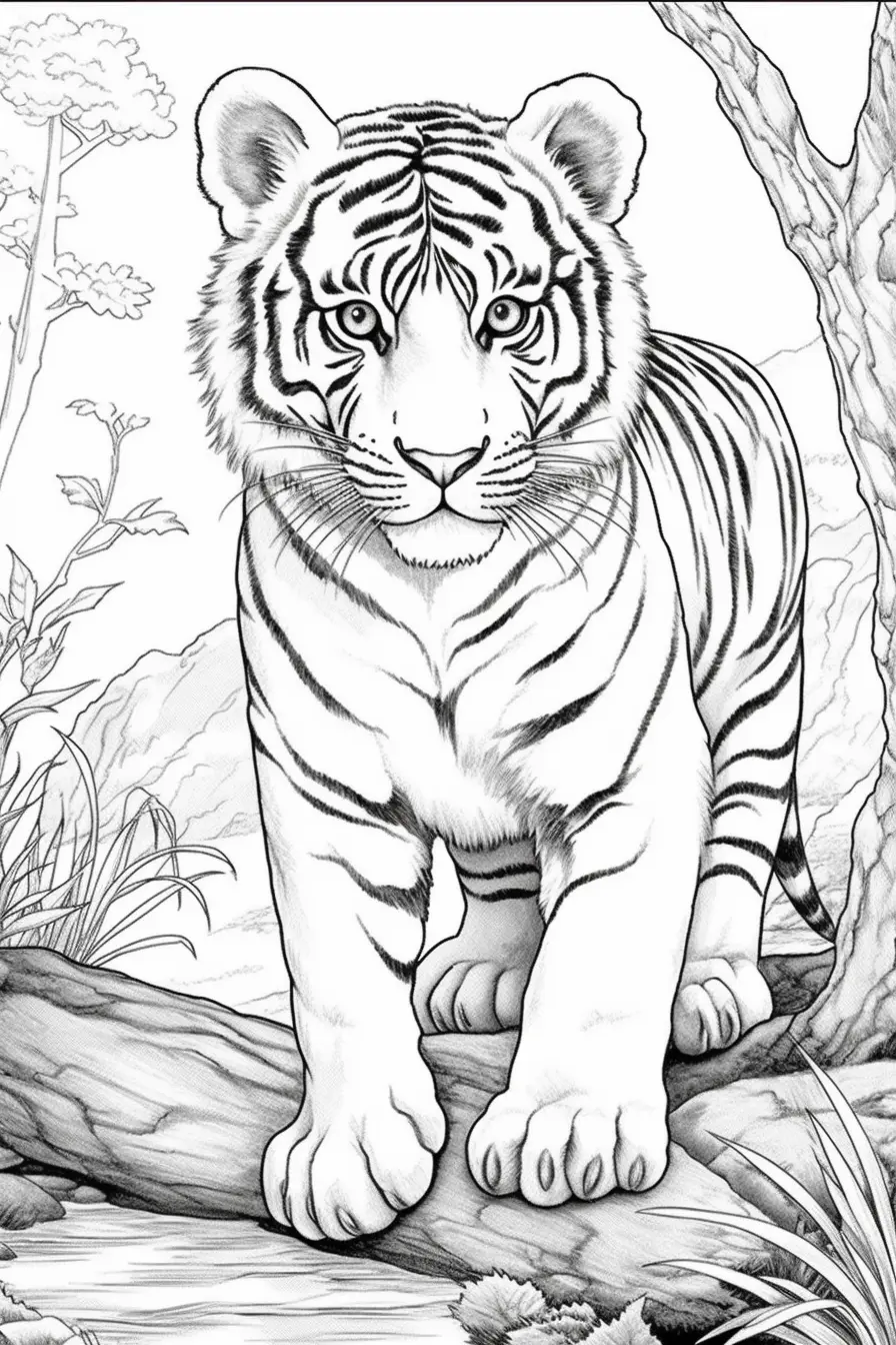 Realistic Printable Realistic Tiger Coloring Pages