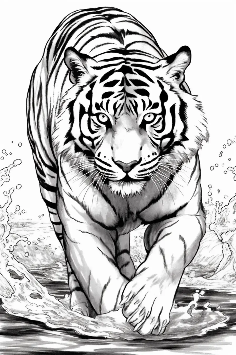 Realistic Tiger Coloring Pages for Adults